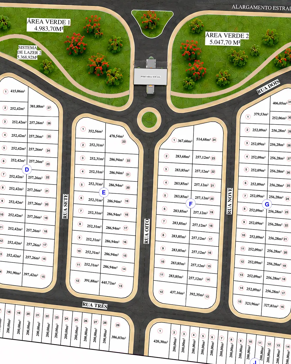Mapa urbanístico do loteamento fechado Villa Flamboyant em Cesário Lange